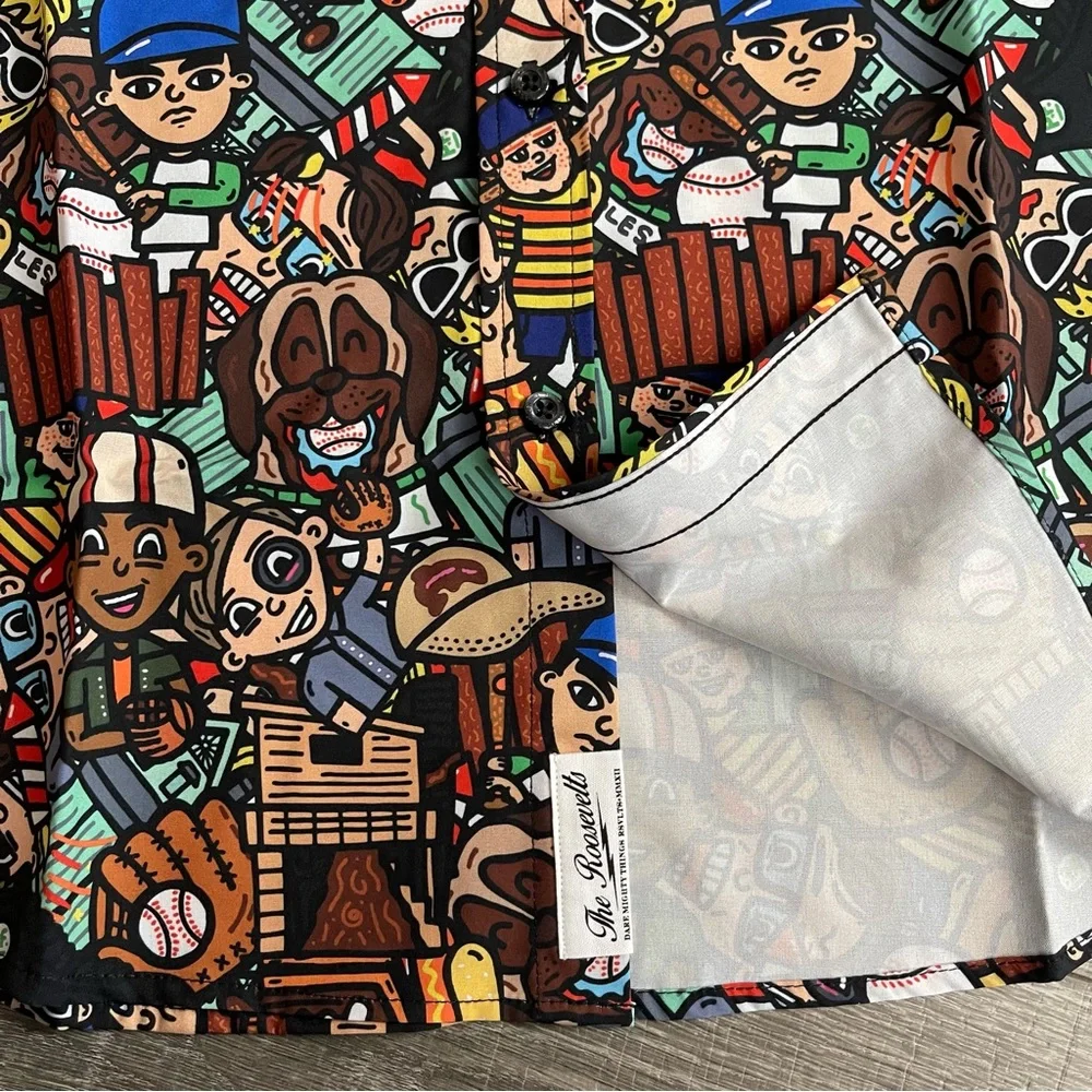 RSVLTS Colorful Cartoon Print Casual Button Down Shirt - Picture 2 of 5